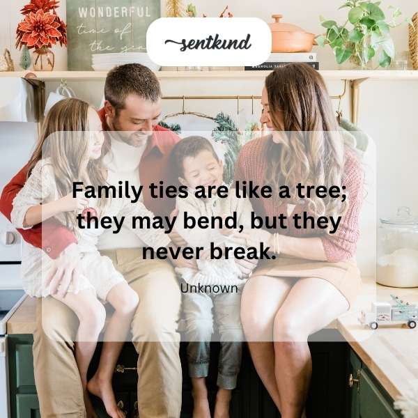 A strong tree with interwoven roots symbolizes enduring family connections.