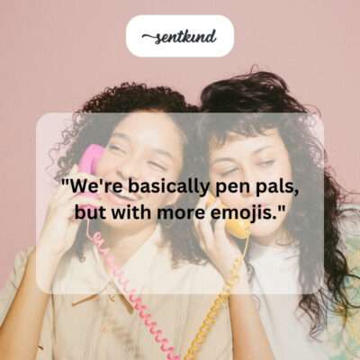 Two hands holding phones displaying messages filled with emojis.