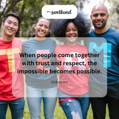 Diverse team building trust.