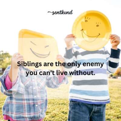 Siblings with a mischievous look.