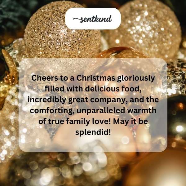 A festive Christmas dinner scene with a beautifully decorated table surrounded by a loving family.