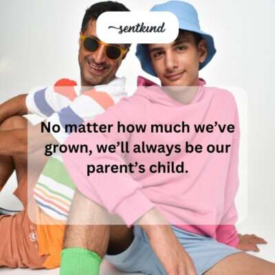Grown child leaning on parent.