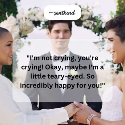 A teary-eyed friend at a wedding.