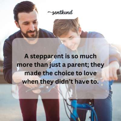 Stepparent hugging a child.