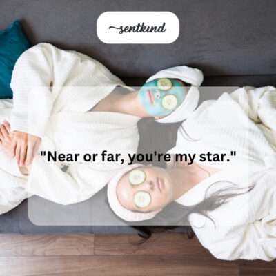 A bright star shining prominently in a night sky, symbolizing a guiding light for a friend.