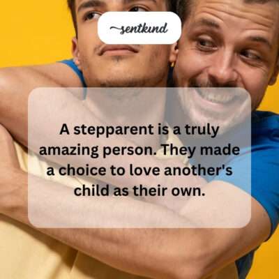 Stepparent affectionately looking at child.