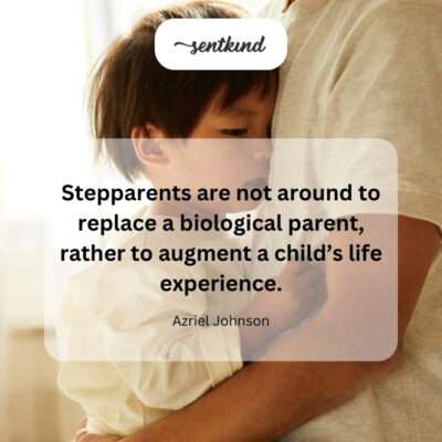 Stepparent and child laughing together.