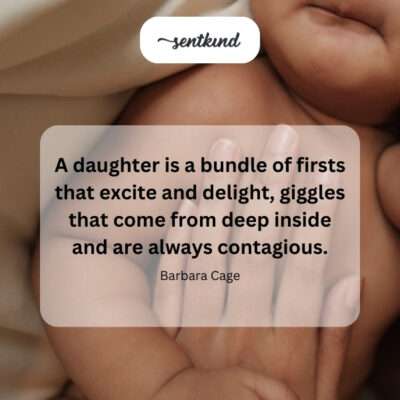 A daughter giggling joyfully.