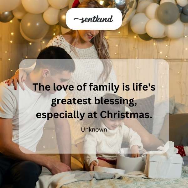 A multigenerational family gathers warmly around a decorated Christmas tree, exchanging gifts and smiles.