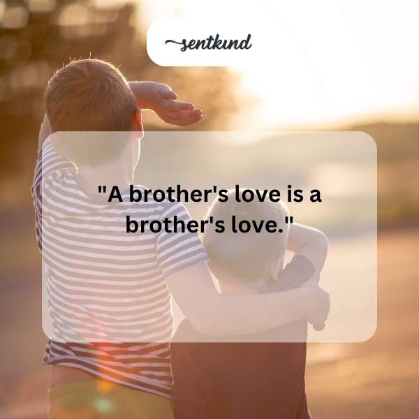 Two young brothers stand side-by-side, smiling warmly with their arms around each other's shoulders.