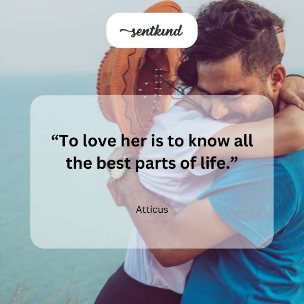 A handwritten quote about love and life on textured paper.