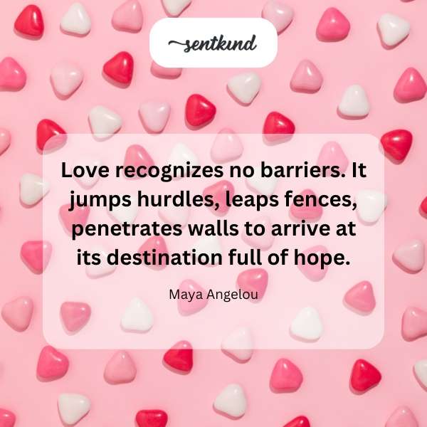 A path winds through obstacles, symbolizing love overcoming challenges.