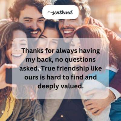 Thanking friend for always having my back.