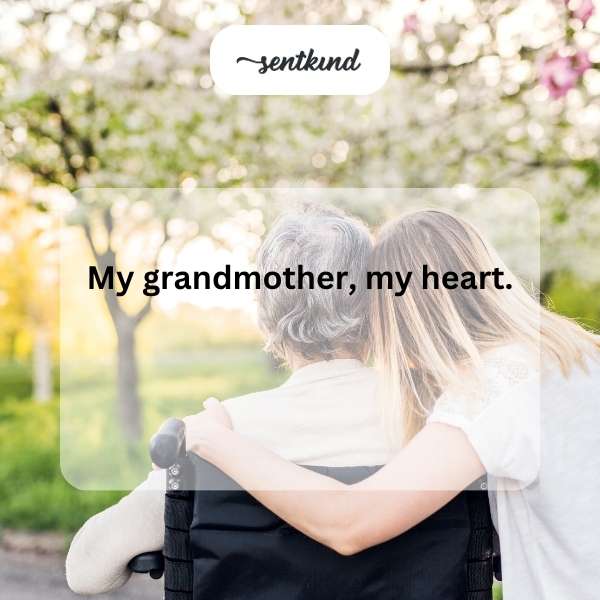 A young child lovingly embraces their grandmother, both sharing a warm smile in a sunlit room.