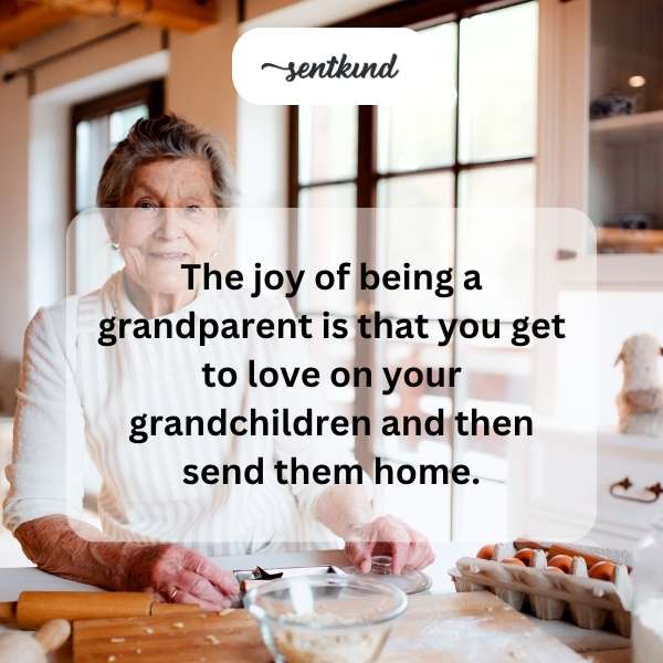 A loving grandparent tenderly hugs a laughing grandchild, perhaps preparing for their visit to end soon.