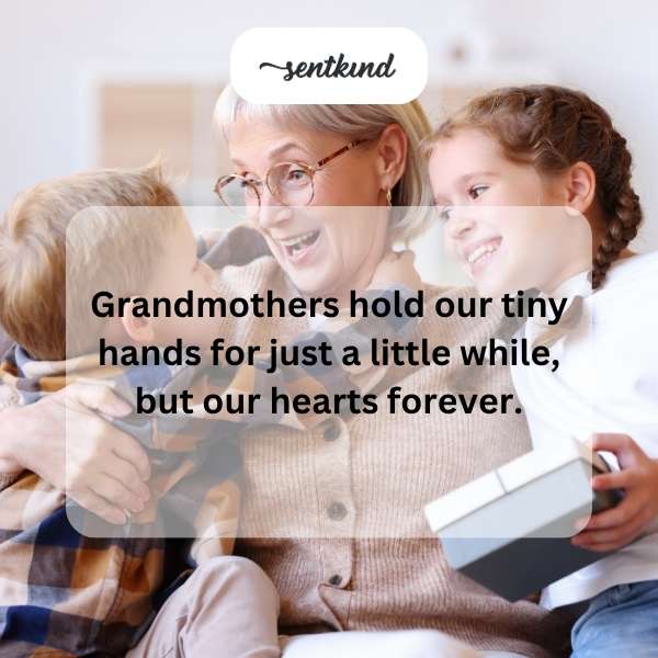 A close-up shows an older hand gently holding a child's small hand, illustrating the bond between generations.