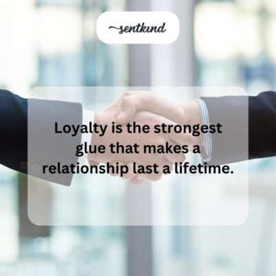 A close-up image shows two hands firmly clasped together, representing a strong and loyal bond.
