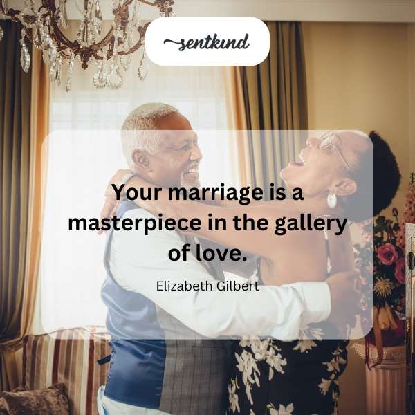 A beautifully framed wedding photograph hangs in a brightly lit art gallery.