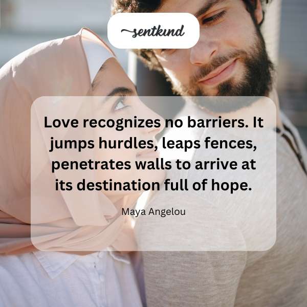 A determined figure leaps over obstacles towards a hopeful destination.