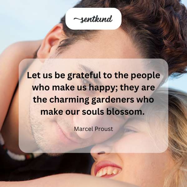 A vibrant garden with blooming flowers represents happiness and gratitude.