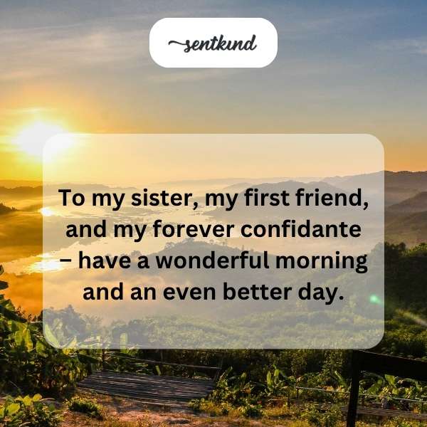 Two smiling sisters share a warm embrace during a golden morning sunrise.