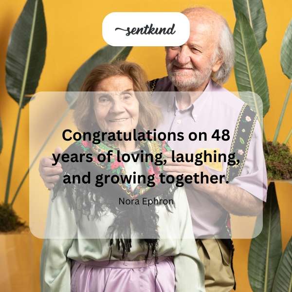 A golden anniversary cake topper with the number 48.