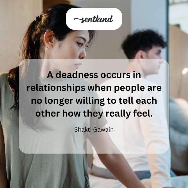 A wilted flower represents emotional disconnection in a relationship.