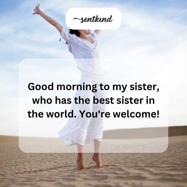 Two sisters are pictured laughing together over coffee in the morning.