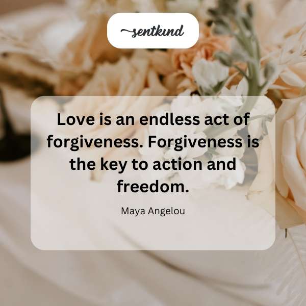 Text art displaying the words 'Love is an endless act of forgiveness'.