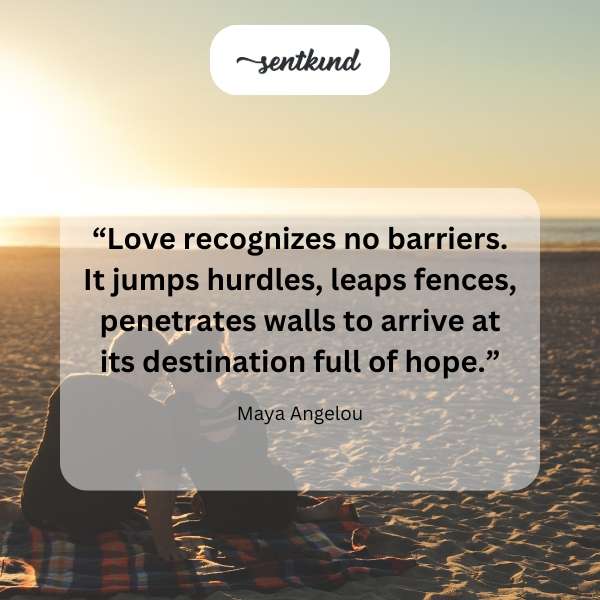 A heart leaps over a series of tall obstacles.