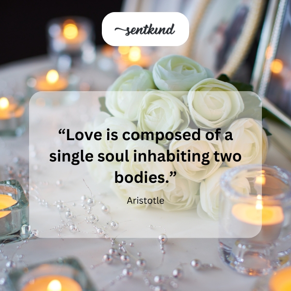 Two intertwined figures symbolize love and unity.