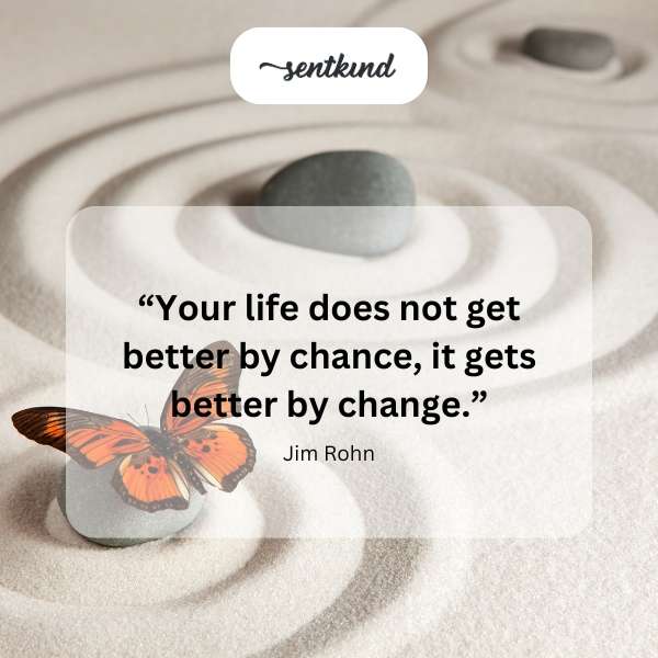 Inspirational message emphasizing improvement through transformation.