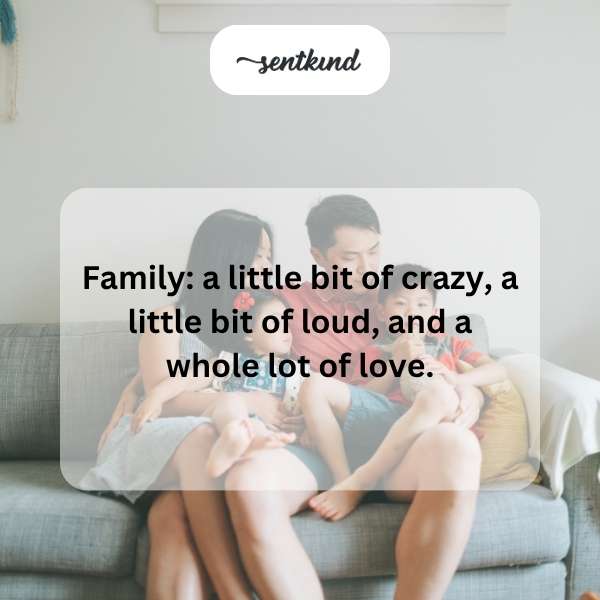 A multigenerational family is embracing tightly, smiling at the camera.