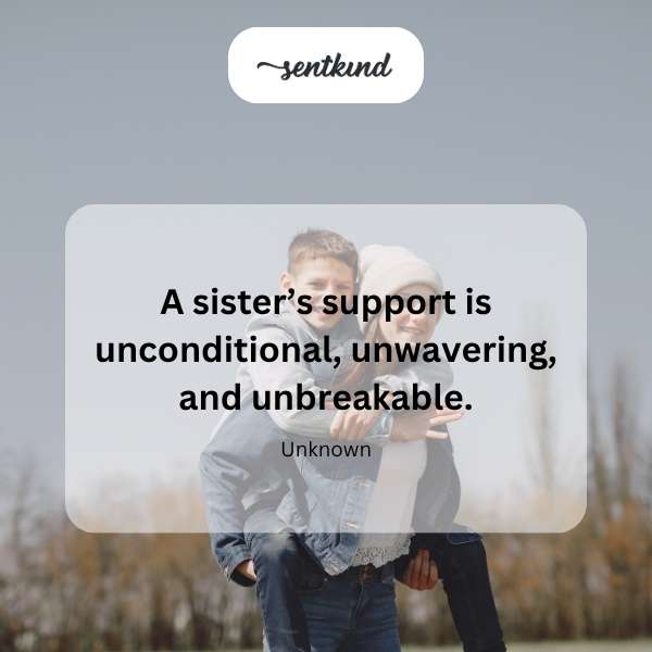 Two sisters holding hands tightly, one smiling warmly at the other who looks determined, symbolizing mutual strength and support.