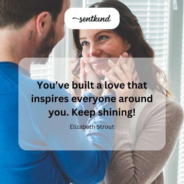 A radiant couple embraces, symbolizing a powerful and inspirational bond.