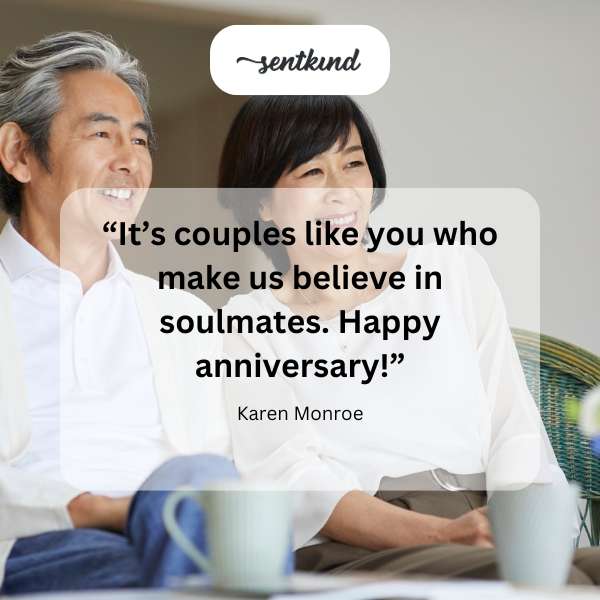 A happy couple is toasting their anniversary.