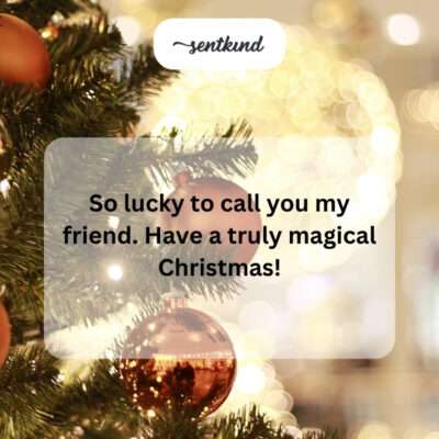 Lucky to have friend, magical Christmas.