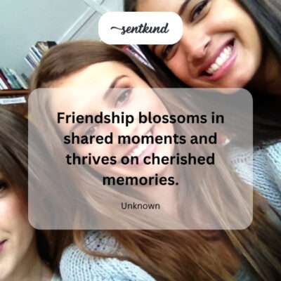 Friendship blossoms, thrives on memories.