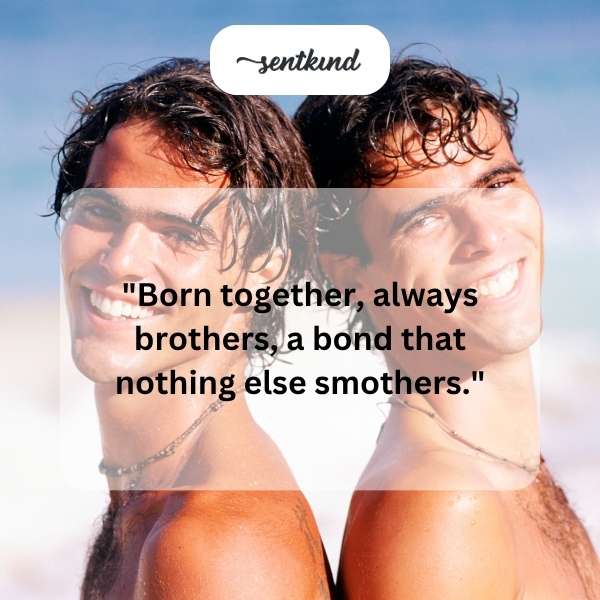 Two young boys, presumably brothers, are embracing each other tightly.