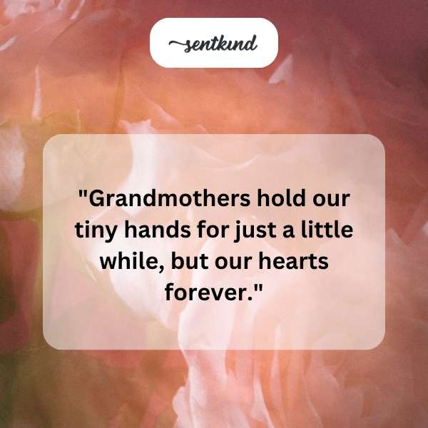 A warm, close-up shot captures a grandmother holding a young child tenderly in her arms, their faces soft with affection.