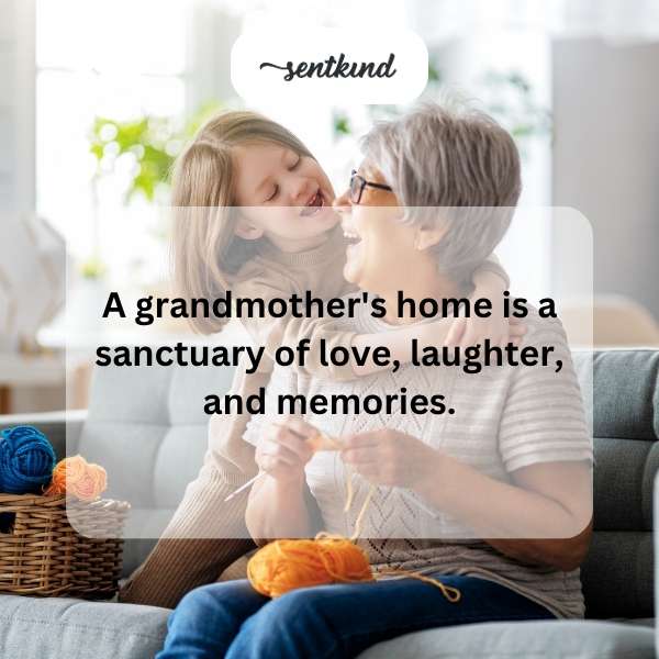 A multi-generational family shares warm embraces and laughter in a sunlit living room filled with cherished photographs, depicting a grandmother's home as a sanctuary.