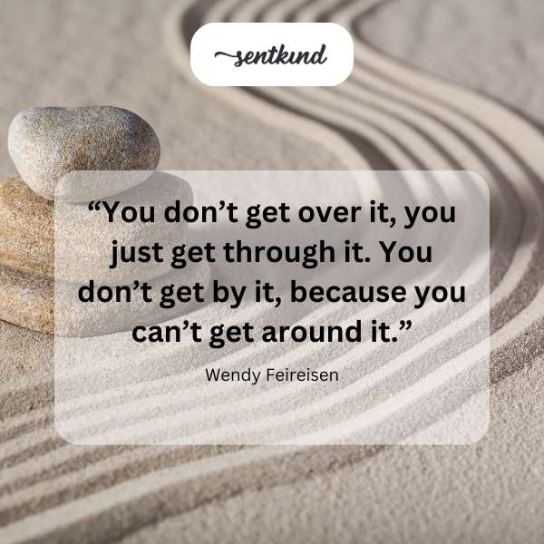 Text overlay featuring an inspirational quote about navigating challenges.