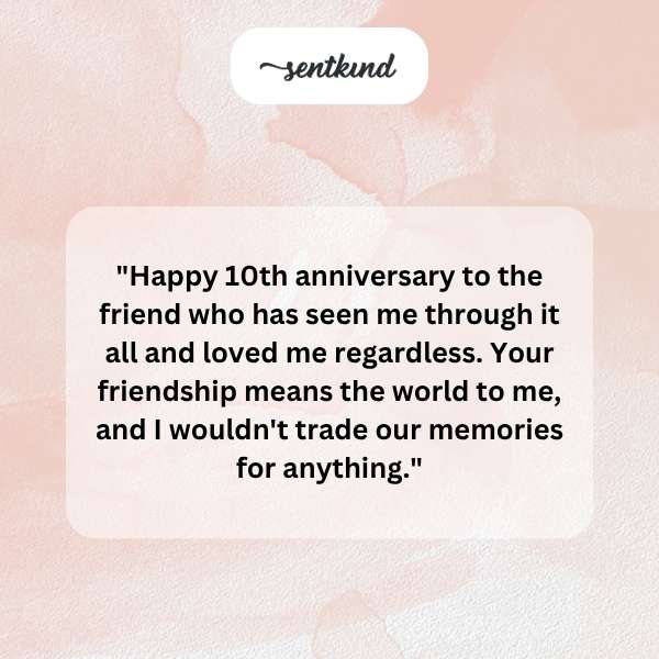 Two friends laughing together in a warm embrace, symbolizing a decade of close companionship.