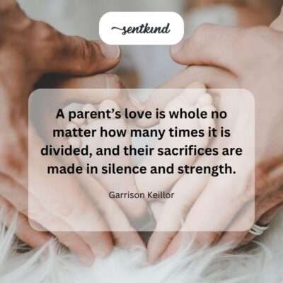 A parent gently holds the hands of several small children, illustrating a love that multiplies rather than divides.