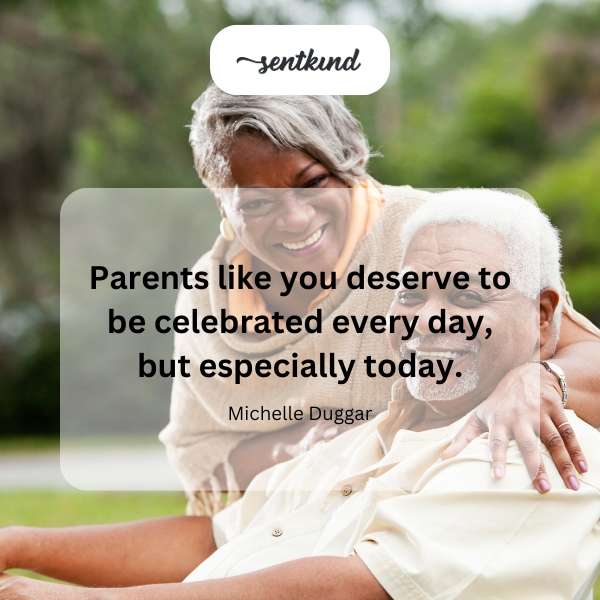 A loving couple smiles warmly, embodying parental dedication.