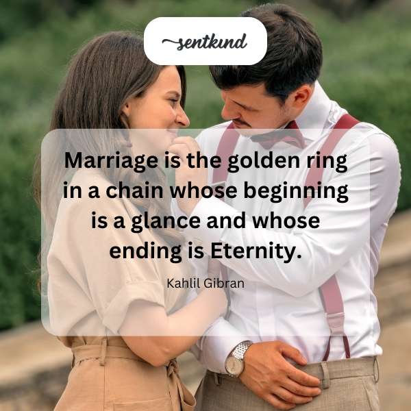 A golden ring symbolizes marriage and eternity.