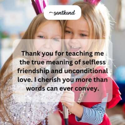 Thanking for teaching selfless, unconditional love.
