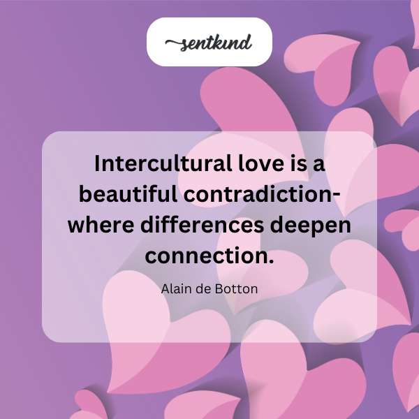 A diverse couple embraces, symbolizing intercultural love.