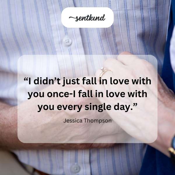 Romantic quote about falling in love daily.