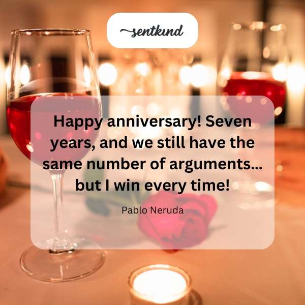A couple playfully arguing with smiles on their faces, celebrating their anniversary.